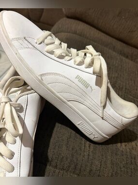 Puma Off-White Low-Top Leather Sneakers
